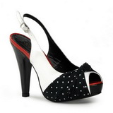 Witte Punten 12 cm retro vintage BETTIE-09 Plateau Pumps Peep Toe