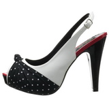 Witte Punten 12 cm retro vintage BETTIE-09 Plateau Pumps Peep Toe