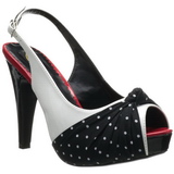 Witte Punten 12 cm retro vintage BETTIE-09 Plateau Pumps Peep Toe
