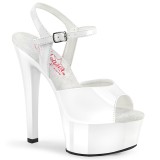 Witte hakken 15 cm GLEAM-609 pleaser sandalen hoge hakken plateau