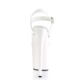 Witte hoge hakken 20 cm FLAMINGO-808N JELLY-LIKE stretch materiaal plateau hoge hakken