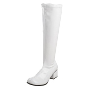 Witte laklaarzen blokhak 5 cm - jaren 70 gogo laarzen hippie disco - lakleer knielaarzen