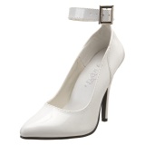 Witte lakpumps 13 cm SEDUCE-431 enkelband pumps met hoge hakken