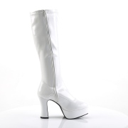 Witte plateaulaarzen lakleer 13 cm - jaren 70 boots hippie kinky disco - plateau laklaarzen