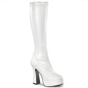 Witte plateaulaarzen vinylleer 13 cm - jaren 70 boots hippie kinky disco - plateau vinyllaarzen