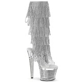 Witte strass steentjes boots 18 cm SPECTATOR-2017RSF2 pleaser boots hoge hakken plateau