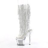 Witte strass steentjes boots 18 cm SPECTATOR-2017RSF2 pleaser boots hoge hakken plateau