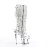 Witte strass steentjes boots 18 cm SPECTATOR-2017RSF2 pleaser boots hoge hakken plateau