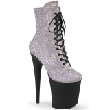 Witte strass steentjes boots 20 cm FLAMINGO-1020RS pleaser boots hoge hakken plateau