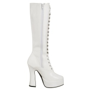 Witte veterlaarzen lakleer 13 cm - jaren 70 gogo hippie boots kinky disco - plateau laklaarzen