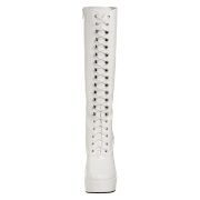 Witte veterlaarzen lakleer 13 cm - jaren 70 gogo hippie boots kinky disco - plateau laklaarzen