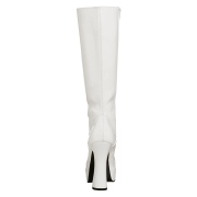 Witte veterlaarzen lakleer 13 cm - jaren 70 gogo hippie boots kinky disco - plateau laklaarzen