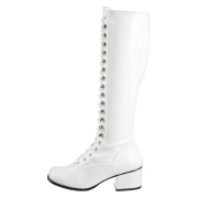 Witte veterlaarzen lakleer 5 cm - jaren 70 gogo boots hippie disco rijglaarzen