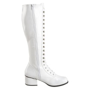 Witte veterlaarzen lakleer 5 cm - jaren 70 gogo boots hippie disco rijglaarzen