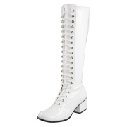 Witte veterlaarzen lakleer 5 cm - jaren 70 gogo boots hippie disco rijglaarzen