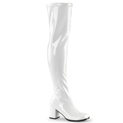 Witte vinyl laarzen 7,5 cm - jaren 70 gogo overknee boots hippie disco - overknee laarzen