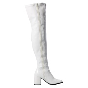 Witte vinyl laarzen 7,5 cm - jaren 70 gogo overknee boots hippie disco - overknee laarzen