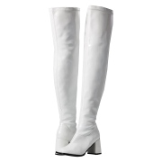 Witte vinyl laarzen 7,5 cm - jaren 70 gogo overknee boots hippie disco - overknee laarzen