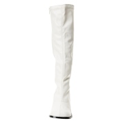 Witte vinyl laarzen blokhak 7,5 cm - jaren 70 gogo boots hippie disco - knielaarzen