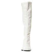 Witte vinyl laarzen blokhak 7,5 cm - jaren 70 gogo boots hippie disco - knielaarzen