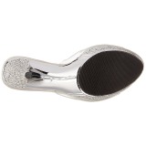 Zilver 11,5 cm ELEGANT-401 Strass steentjes plateau slippers dames