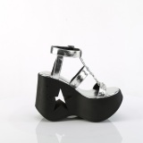 Zilver 13 cm DemoniaCult DYNAMITE-12 emo sandalen wedge sandalen sleehak