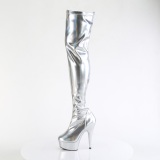 Zilver 15 cm DELIGHT-3000HWR Hologram pole dance overknee laarzen met hak