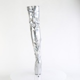 Zilver 15 cm DELIGHT-3000HWR Hologram pole dance overknee laarzen met hak