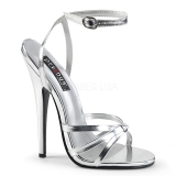 Zilver 15 cm Devious DOMINA-108 sandalen met naaldhak