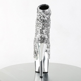 Zilver 18 cm ADORE-1008SQ dames enkellaarsjes met pailletten