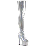 Zilver 18 cm ADORE-3000HWR Hologram pole dance overknee laarzen met hak