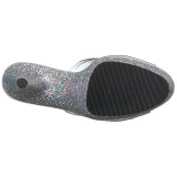 Zilver 18 cm ADORE-701LG glitter plateau slippers dames met hak