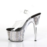 Zilver 18 cm ADORE-708CG glitter plateau hoge hakken