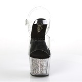 Zilver 18 cm ADORE-708CG glitter plateau hoge hakken