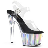 Zilver 18 cm ADORE-708HGI Hologram plateau hoge hakken