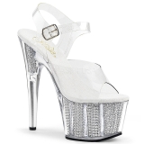 Zilver 18 cm ADORE-708SRS Sandalen met Strass Plateau