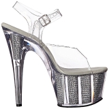 Zilver 18 cm ADORE-708SRS Sandalen met Strass Plateau