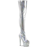 Zilver 18 cm BEJ-3000-7 Hologram pole dance overknee laklaarzen