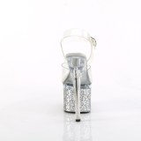 Zilver 18 cm ESTEEM-708LG glitter plateau schoenen met hakken