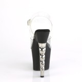 Zilver 18 cm IRONGRIP-708 plateau high heels met boksbeugels hakken