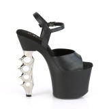 Zilver 18 cm IRONGRIP-709 plateau high heels met boksbeugels hakken