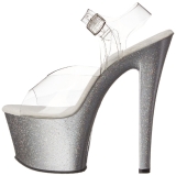 Zilver 18 cm Pleaser SKY-308MG glitter schoenen met hakken