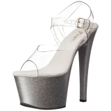 Zilver 18 cm Pleaser SKY-308MG glitter schoenen met hakken