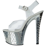 Zilver 18 cm Pleaser STARDUST-708 High Heels Chroom Plateau