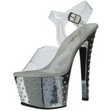 Zilver 18 cm Pleaser STARDUST-708 High Heels Chroom Plateau