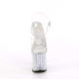 Zilver 19 cm ENCHANT-708RSI glitter plateau hoge hakken
