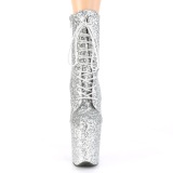 Zilver 20 cm FLAMINGO-1020GWR glitter exotic hakken - pole dance enkellaarzen