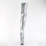 Zilver 20 cm FLAMINGO-3000HWR Hologram pole dance overknee laarzen met hak