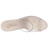 Zilver 20 cm FLAMINGO-801G glitter plateau slippers dames met hak