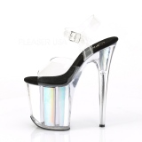 Zilver 20 cm FLAMINGO-808HGI Hologram plateau hoge hakken